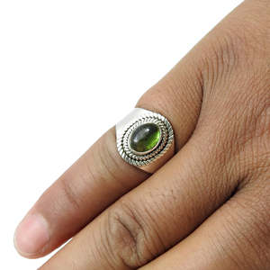 Trendy Vintage Style <b>925</b> Sterling <b>Silver</b> <b>Ring</b> Comes <b>With</b> Oval Cut Green Tourmaline Gemstone Spiritual Healing Bohemian <b>Ring</b> - Product Image 3