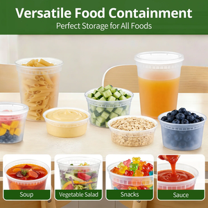 กล่องเก็บอาหารดีไซน์ทันสมัย ขนาด 32/16/8 ออนซ์ ฝาพลาสติกสำหรับอาหารเดลิ ซุป อาหารสำเร็จรูป ปลอดสาร BPA ป้องกันการรั่วซึม ใช้กับไมโครเวฟและช่องแช่แข็งได้ - Product Image 3