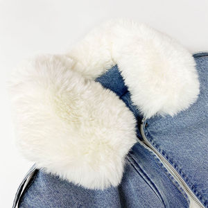 High Quality Women's Denim Bomber Jacket With Fur Collar And Cuffs <b>Winter</b> Warm <b>Thick</b> Solid Color Windproof Denim Short <b>Coat</b> - Product Image 4