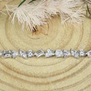 กำไลข้อมือเพชรโมอิสซาไนต์ทรงหลากหลาย S925 กำไลข้อมือสำหรับงานแต่งงาน กำไลข้อมือเพชรหรูหราทรงผสมผสาน ของขวัญสำหรับเจ้าสาว - Product Image 2