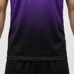 Conjunto de Camiseta de Fútbol Personalizada Unisex, Morado y Negro Degradado, Sublimada, de Poliéster que Absorbe la Humedad, Nombre del Equipo 00, Manga Corta, Deportiva - Product Image 6