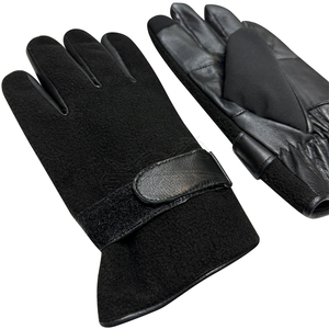 Black Sheepskin Leather <b>Gloves</b> Mens Winter Fleece <b>Warm</b> Touchscreen Cold Weather Adjustable Strap Soft Insulated <b>Gloves</b> - Product Image 5