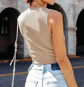 OEM Wholesale Fashionable Custom Design & logo Summer <b>Plain</b> Sexy Sleeveless Tank Top Women Crop Top tank Top - Product Image 2