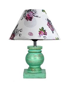 Floral Print <b>Marble</b> Tabletop <b>Table</b> Lamp Retro <b>Bedside</b> Evening Light Decorative Torchiere for Living Room Bedroom - Product Image 5