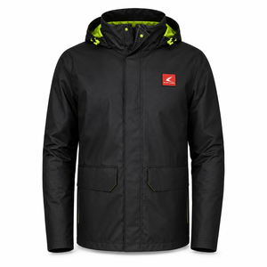Men's Waterproof <b>Hooded</b> Softshell Jacket With <b>Zip</b> Fly And Badge Logo For Winter Outdoor Activities - Product Image 5