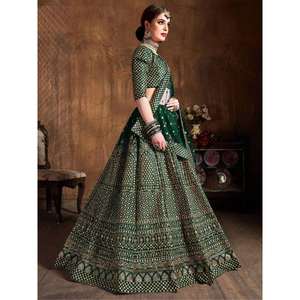 Paillettes vertes magnétiques en soie brute pour mariage Lehenga Choli - Product Image 5