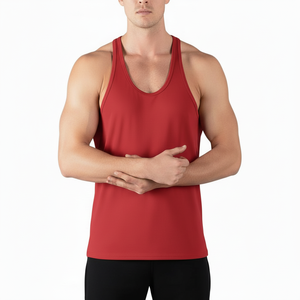 Custom <b>Logo</b> Combed Cotton Gym Muscle Fitness Sleeveless Sportswear Athletic Singlet Vest High Stretch Racerback Mens Tank Top - Product Image 4