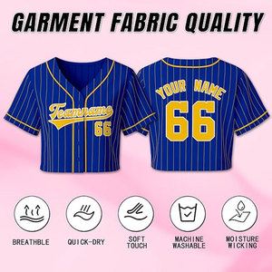 Maillot de softball personnalisé bleu pour femme, chemise de baseball personnalisée avec nom et numéro d'équipe, pull athlétique à manches courtes - Product Image 2