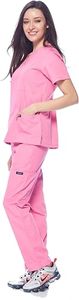 Blusa de Uniforme Médico para Mujer, Color Rosa, Manga Corta, Cuello en V, Tejido de Algodón y Poliéster, para Profesionales Médicos - Product Image 5