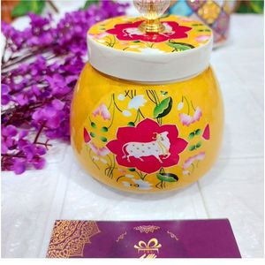 Tarro de Lujo para Frutos Secos con Tapa Dorada de Loto, Estilo Nórdico, Tarro de Jengibre Decorativo, Recipiente Floral Azul y Blanco para Dulces, Decoración del Hogar - Product Image 3