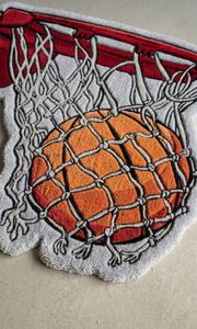 Alfombra Decorativa Antideslizante de Lana con Diseño de Baloncesto, Hecha a Mano, para Habitación Infantil o Dormitorio - Product Image 6