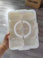 Draagbare verdeelde snackbox met deksel en handvat, plastic serveerschaal, opbergbak voor fruit, snacks en groenten
