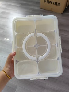 Boîte à collation portable compartimentée avec couvercle et poignée, plateau de service en plastique, organisateur de rangement alimentaire pour fruits, collations et légumes - Product Image 1