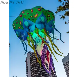 充气发光二极管彩色水母活动装饰照明气球海洋生物模型，用于派对或商业展示