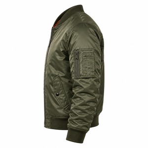 Men's Navy Blue Bomber Jacket Solid Color <b>Covered</b> <b>Button</b> Closure Contrast Sleeve Casual Outerwear Winter Knitted Polyester - Product Image 1
