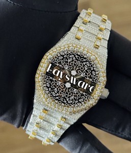 Luxury Baguette Moissanite Diamond <b>Skeleton</b> <b>Watch</b> with Iced Out Stainless Steel Bracelet Hip Hop <b>Watch</b> for Men - Product Image 2