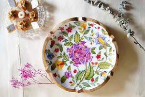 Bandeja de Madera Hecha a Mano con Diseño Floral, Plato Reutilizable para Servir, Vajilla Decorativa - Product Image 6