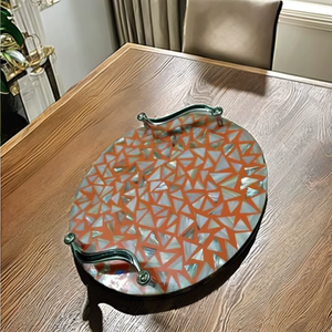 High-End Handmade MOP Serving Tray <b>Set</b> Dishwasher <b>Microwave</b> Safe Polished Finish HA HANDICRAFT Brand Floral Pattern Household - Product Image 1