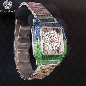 Charm Jewels Luxury Women's Stainless Steel <b>Watch</b> Rectangle Case Analog Quartz Sapphire Crystal Folding Clasp 20mm Band - Product Image 5