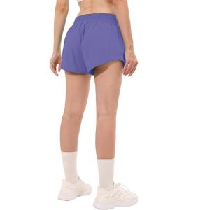 Shorts Deportivos de Yoga para Mujer, Hechos a Medida, 100% Poliéster, Transpirables, de Secado Rápido, Color Lavanda Oscuro, Precio de Fábrica Atractivo - Product Image 2