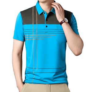 Polo de Manga Corta para Hombre, Estampado Verde, Tejido de Punto, Secado Rápido, Casual, con Diseño de Bolsillo - Product Image 5