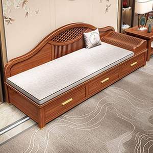 Canapé de villa en teck traditionnel avec tiroirs de rangement - Product Image 1