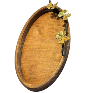 Plateau de service rustique en bois de manguier avec poignées argentées, plateau long en bois fait main, plateau de service décoratif pour table, en promotion - Product Image 6