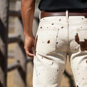 Pantalon streetwear homme 2026 en cuir de vachette véritable premium à poils, taille mi-haute - Product Image 5