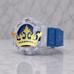 Reloj digital azul real con bisel barroco y engaste completo de piedras, reloj de moda de lujo para hombre - Product Image 2
