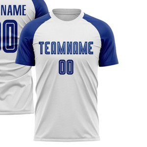 Camiseta de Fútbol Blanca y Azul para Hombre, Manga Corta, Ligera, Transpirable, Uniforme Deportivo para Entrenamiento y Competencia - Product Image 2