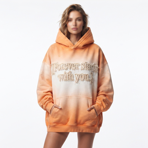 Oversized Hooded Distressed Embroidery Vintage Winter Wear <b>Drop</b> Shoulder <b>Sun</b> Faded Washed Polyester/Cotton Women's Hoodie - Product Image 1