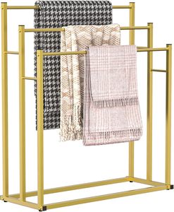 Free Standing Gold Towel Holder for Bathroom Metal Floor Towel <b>Rack</b> with Dual <b>Rails</b> Rust-Resistant Finish Modern Clothes - Product Image 6