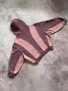 Sweat-shirt rose oversize à capuche pour homme, manches raglan, imprimé color block, respirant, tricoté, pour l'automne - Product Image 2