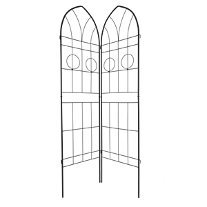 Set di 2 tralicci da giardino in metallo antiruggine neri da 200 cm x 50 cm per piante rampicanti, supporto per fiori da esterno - Product Image 2