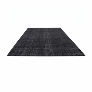 Tapis en laine noire effet croisé, antidérapant, écologique, tufté à la main, à poils épais, pour salon, hôtel, salle de bain - Product Image 2