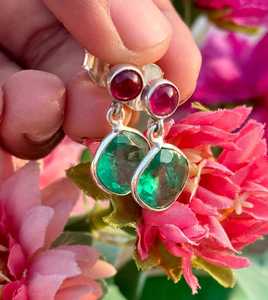 Tanzanite Sterling Silver Drop <b>Earrings</b> Chunky Oval <b>Hook</b> Hypoallergenic Luxury Handmade Jewelry Elegant Gift Women - Product Image 2