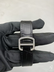 AARVA JEWELS – montre de luxe pour hommes, boîtier carré en acier inoxydable, avec lunette en diamant Miyota, bracelet en cuir noir, 20mm, analogique, à Quartz, avec boîte - Product Image 6