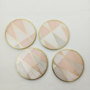 ชุดถาดรองแก้วเคลือบขอบทองหรูหราแผ่นรองเครื่องดื่มที่ได้รับแรงบันดาลใจจากวินเทจลวดลายบาร็อคทนความร้อนกันรอยขีดข่วน - Product Image 5