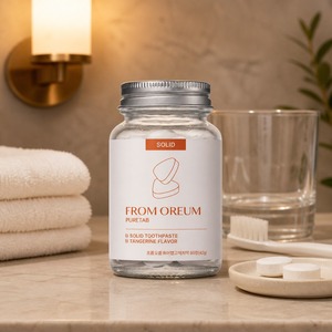 [FROM OREUM] Pasta de Dientes Sólida para Huéspedes, Sabor Mandarina de Jeju, 60 Tabletas para Baño de Hotel - Product Image 1