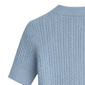 Cardigan en maille torsadée à manches courtes pour femme, boutonné sur le devant, en mélange de coton doux, léger, élégant et décontracté, idéal pour la superposition - Product Image 6