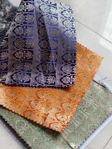 Tissu brocart de soie avec motif floral jacquard et broderie Zari, largeur 58/60 pouces, pour vêtements de sari pour femmes - Product Image 3