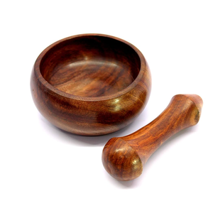 Mortier et pilon en bois traditionnels, broyeur d'épices manuel écologique pour la cuisine, moulin à épices de 5,8 pouces - Product Image 2