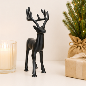 Nordic Style <b>Matte</b> Black Reindeer Ornament Elegant Aluminum Stag Figurine For Festive Tabletop Display Modern Animal Showpiece - Product Image 6