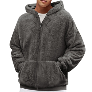 Sweat à capuche unisexe personnalisé en polaire Sherpa, coupe-vent, écologique, chaud pour l'hiver, zippé, style décontracté streetwear et extérieur - Product Image 3