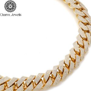 สร้อยคอผู้ชาย Charm_Jewells ประดับโมอิสซาไนต์ ชุบทอง 14K โซ่เงินแบบเชื่อมต่อ สไตล์ฮิปฮอป ฝังเพชรเม็ดเล็กทรงเหลี่ยมเจียระไน ได้รับการรับรองจาก IGI - Product Image 3