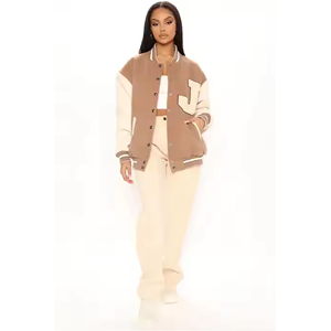Custom Women's High-End Casual Hooded Baseball <b>Jacket</b> Loose <b>Varsity</b> Coat Thick Keep Warm Winter Use Front Logo Placement - Product Image 6