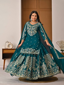 Pink Chinon Silk Designer Lehenga <strong>Set</strong> with Sequence Embroidery and Latkan Dori Top &amp; Dupatta for Wedding and Party Occasions - Product Image 2