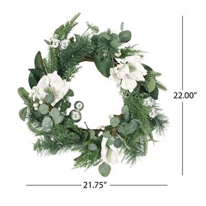 Ghirlanda natalizia elegante da 55 cm con foglie e magnolia per decorazioni festive - Product Image 5