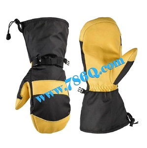 2025 mitones impermeables grano piel de cabra cuero aislado híbrido invierno extendido guante puño guantes de seguridad - Product Image 1