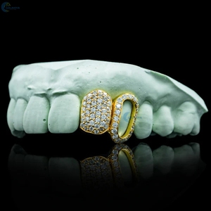 Diamante incoloro cultivado en laboratorio, 2 piezas de grillz, grillz de lujo con incrustaciones de diamantes, grillz personalizados de hip hop para él. - Product Image 6